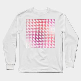 Houndstooth Pattern Pretty in Pink Gradient Long Sleeve T-Shirt